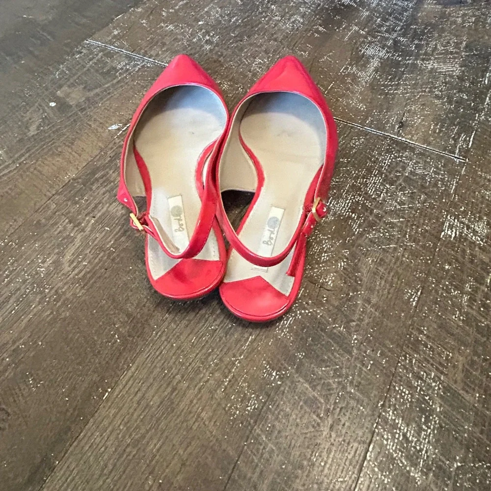 Boden Red Patent Leather Slingback Pointed Toe Flats Size 41.5 EU 10.5 Us